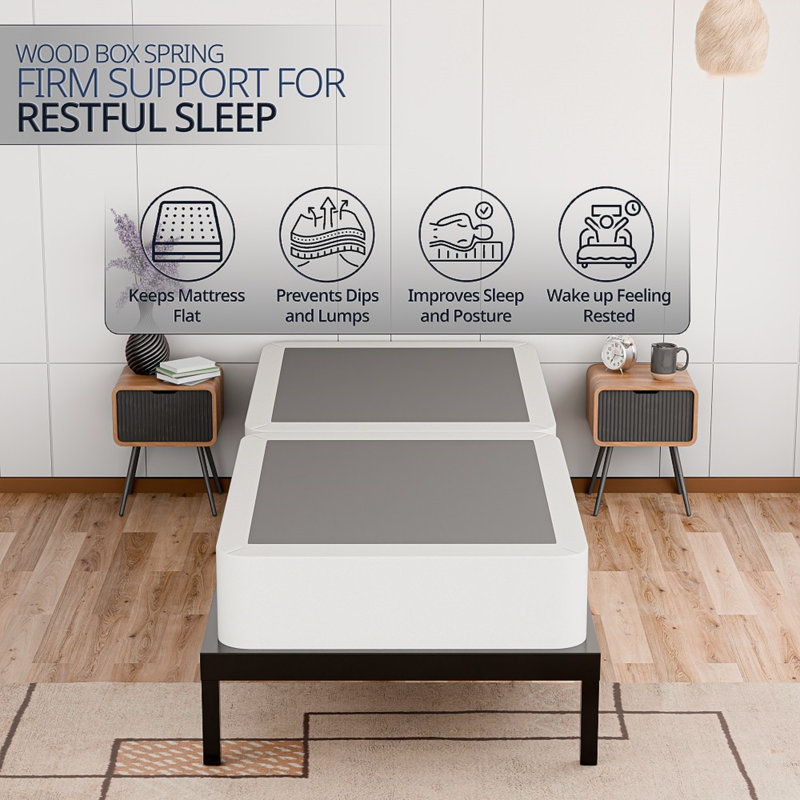 Sommier tapissier / base en bois fendu pour support de matelas, entièrement assemblé, Simple TG, Profil standard (8 po)