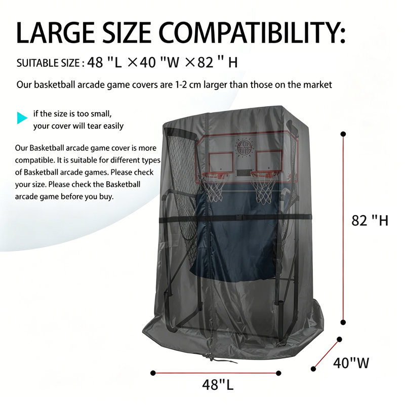 Housse noire pour machine de jeu de basketball, protection pour équipement de jeu de sports d'extérieur résistant à l'eau et aux rayons UV