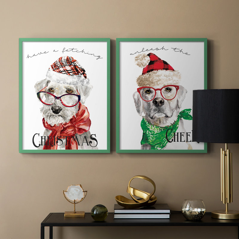 «Have a Fetching Christmas», impression encadrée de qualité supérieure - prête à être accrochée - aucun clou requis - aucun clou requis