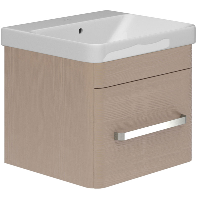 500mm Single Bathroom Vanity with Semi-Recessed Ceramic Basin, Stone Grey