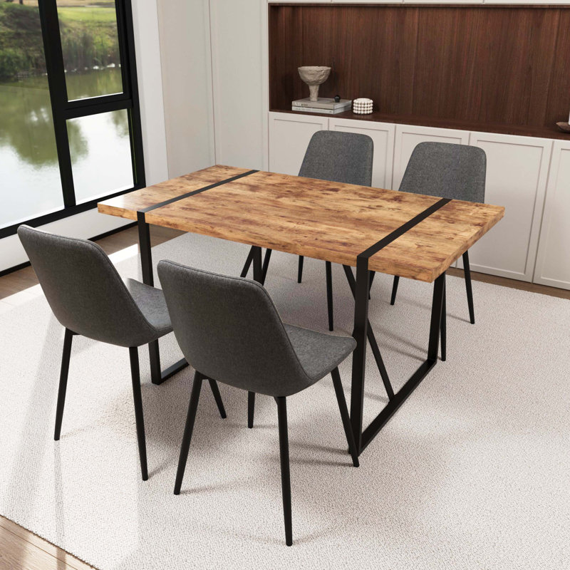 Ensemble de table de salle à manger en bois aggloméré de 55 po et ensemble de chaises de salle à manger 4 pièces 55 po