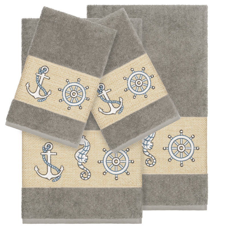 Easton 3-Piece Turkish Cotton Towel Set, Dark Gray, 3 Pieces Towel Set