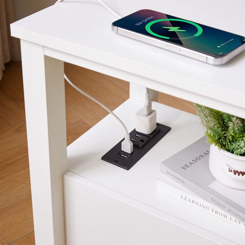 Table de bout avec station de charge, Blanc
