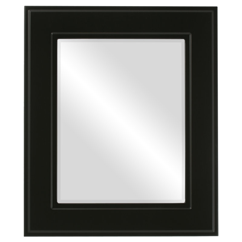 Wirksworth Wood Frame Rectangle Wall Mirror, 33" H x 27" W, Matte Black