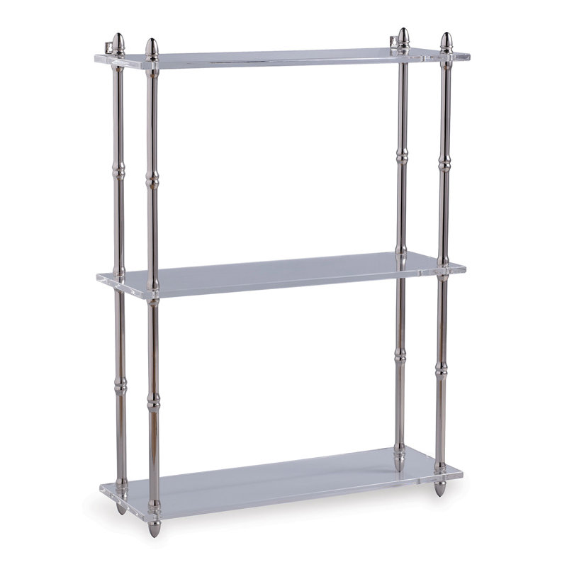3 Piece Metal Tiered Shelf, Polished Nickel