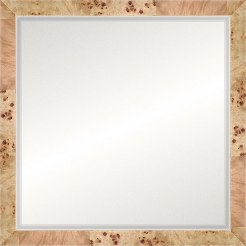 Blonde Burl Signature Mirror, Beveled, Square 22" x 22", Horizontal and Vertical