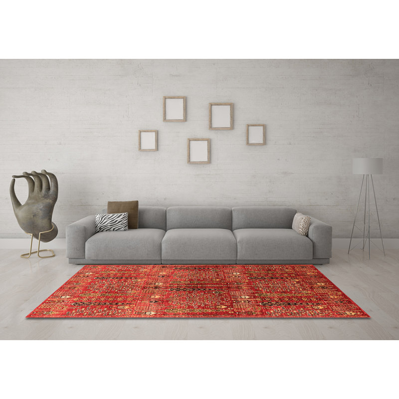 Meenaxi Southwestern Machine Woven Chenille/Polyester Area Rug in Red, Rectangle 5' x 8'