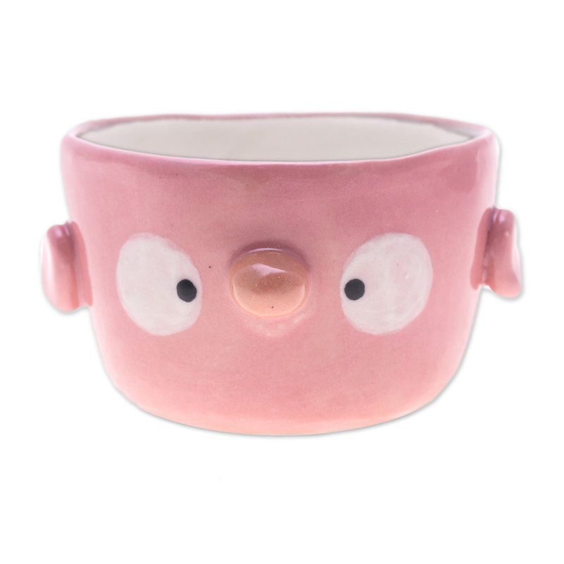 Zoomie Kids Handmade Pink Bird Spring Ceramic Mini Flower Pot (Small)