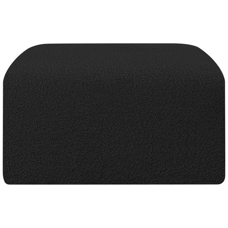 Hisanaga Upholstered Ottoman, Black Boucle Fabric