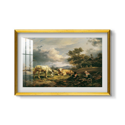 Jeune couple de paysans se reposant dans un champ, 1829 - Friedrich Gauermann - Estampe encadrée sur mesure