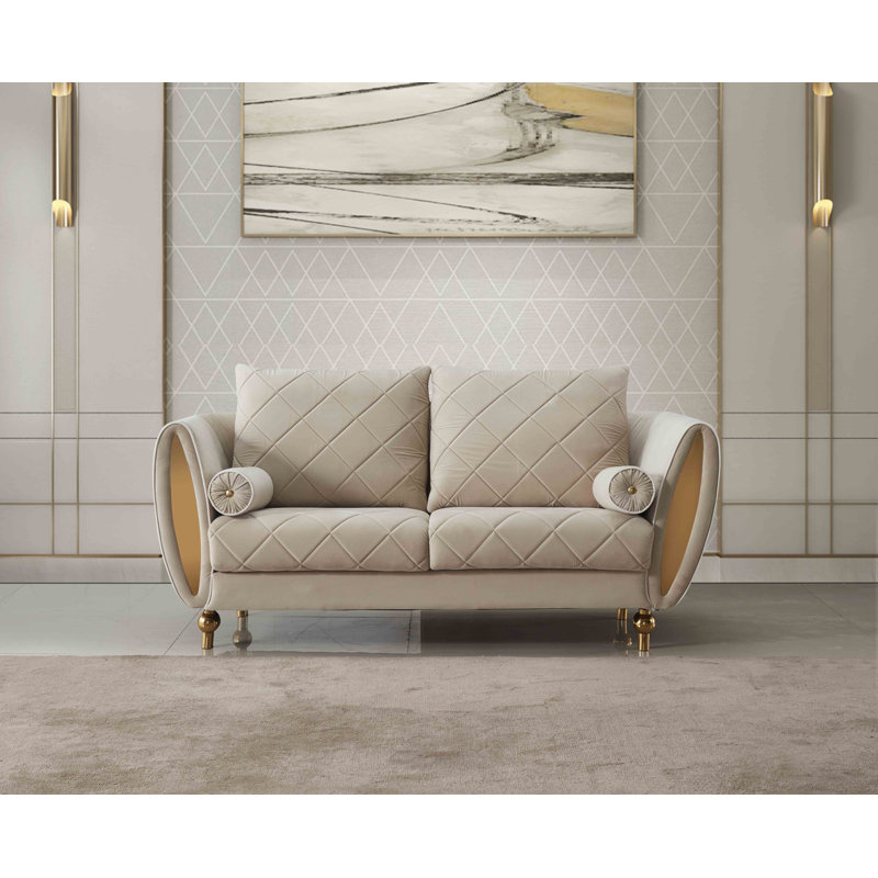 Sipario Vita Velvet Loveseat, Beige