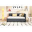 Lit de jour sans sommier avec couchette simple, tissu en lin (gris), tissu d'ameublement de taille compacte, propriété de lit solide, ressort, élément gris-601143411