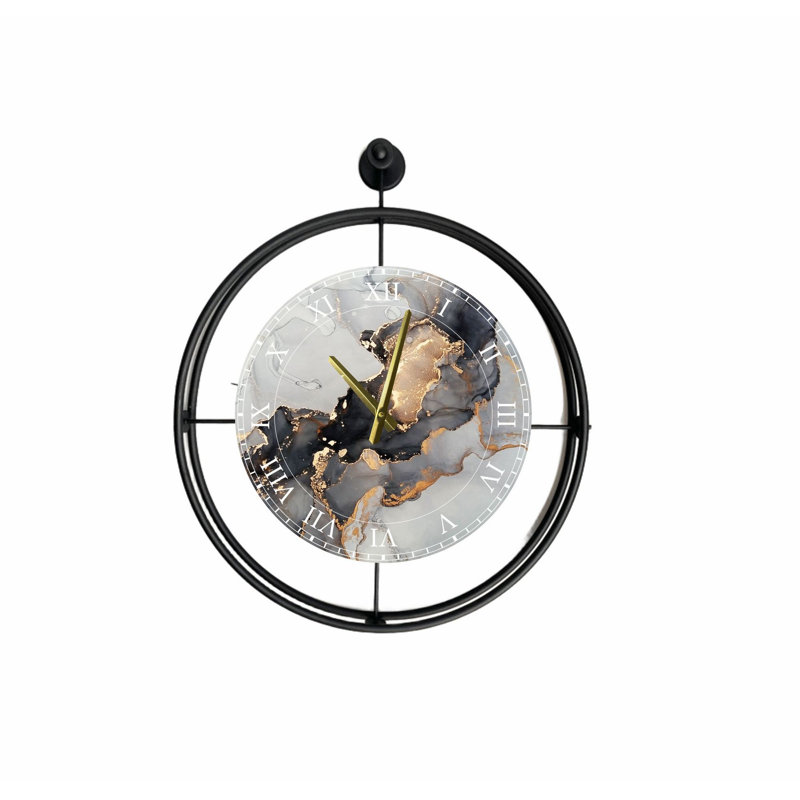 Elegant Decorative Metal Wall Clock, Black, 22.8 x 25.6 x 2.8 inches | 100% Metal Construction, Lightweight at 5.5 lbs | Perfect for Living Room, Office & Home Decor, Stylish and Functional Design