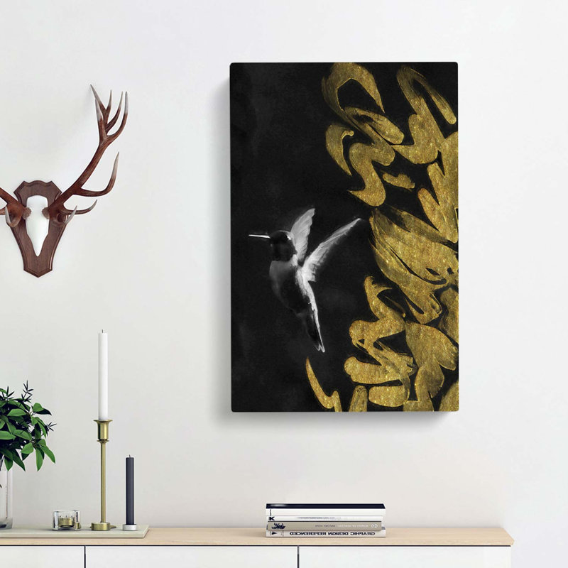 Hummingbird in the Dark in Abstract - Wrapped Canvas, 60cm H x 40cm W x 3cm D