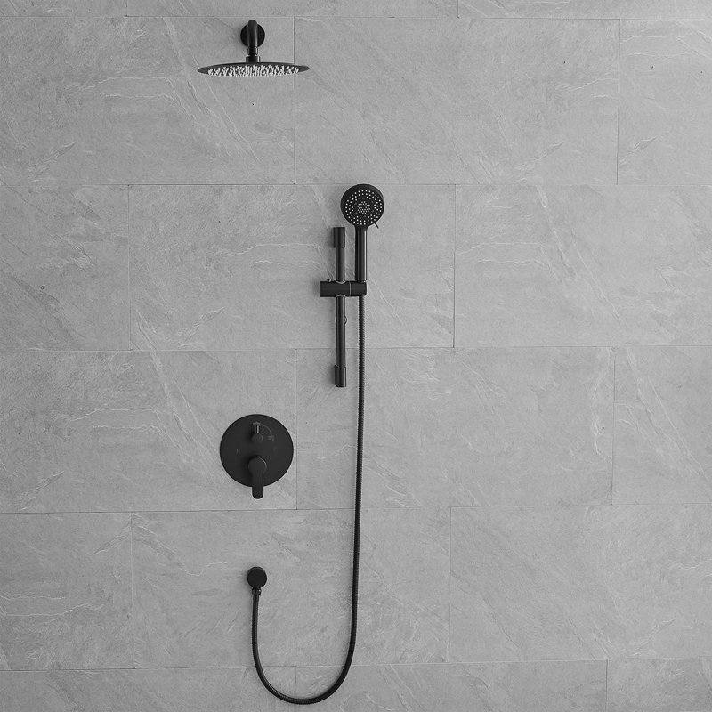 10 Inch Wall Mounted Shower System With Handheld Shower 2 Handle Shower Faucet Set High Pressure Shower Trim Kit With Slide Bar