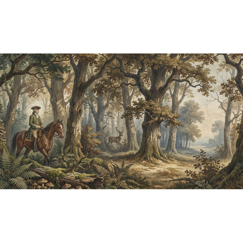 Murale forêt à cheval, 140"x108", Peler et coller