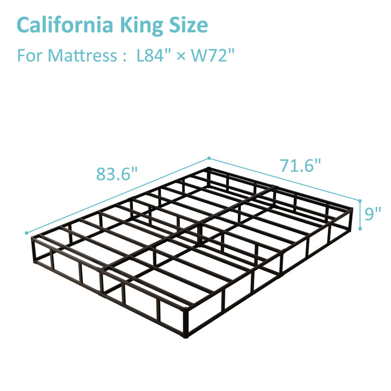 Metal Box Spring with Fabric Cover-Multiple Sizes, High Profile (9"), California King