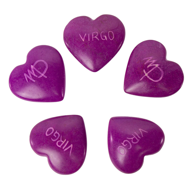 Ensemble de 5 cœurs en pierre à savon sculptés à la main Zodiac Kisii: VIRGO