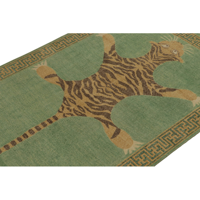 Distressed Homage Hand Knotted Wool Animal Print Area Rug, Rectangle 12' x 16'