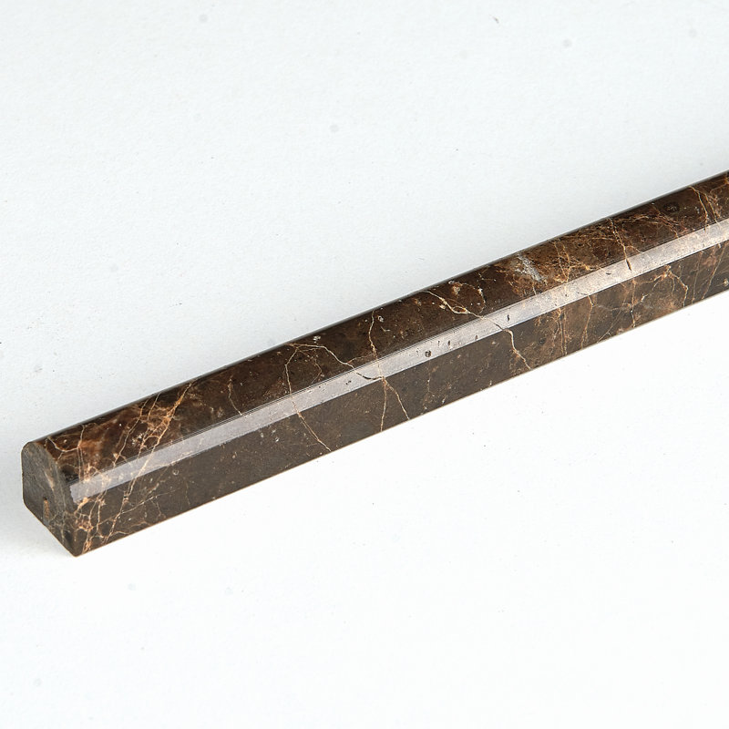 12" x 0.50" x 0.75" Marble Pencil Liner Tile Trim in Emperador Dark