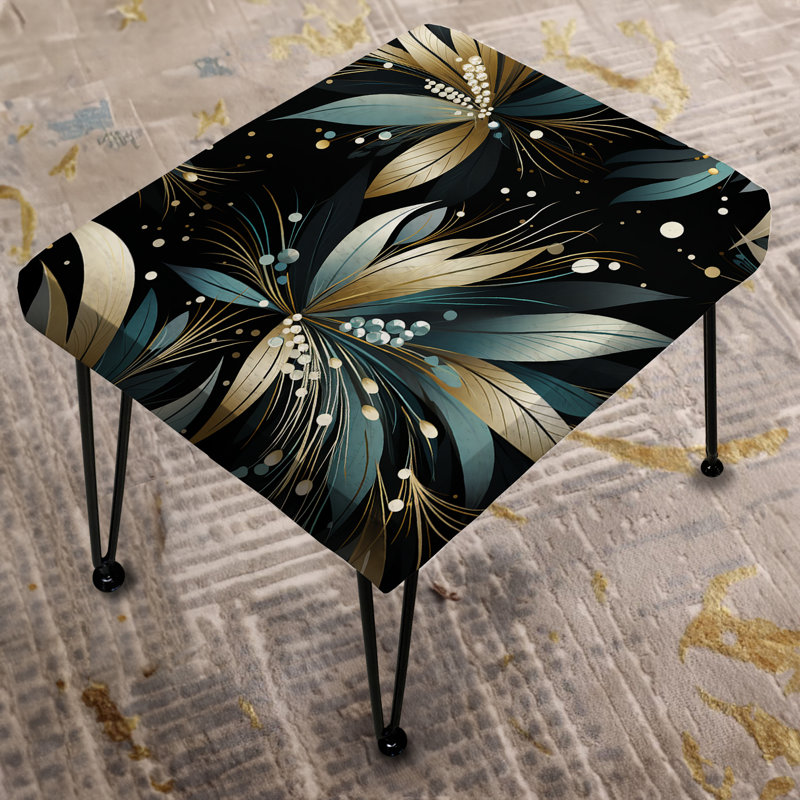 Repose-pieds rectangulaire foncé et noir Elegance