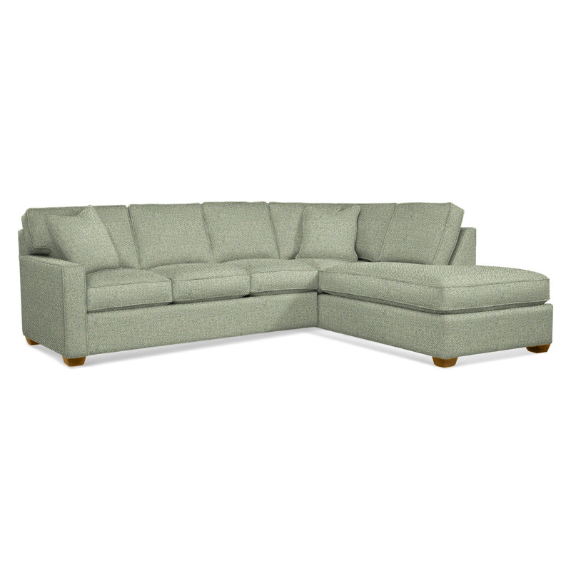 Ellora Upholstered Chaise L-Sectional, Right Hand Facing, Havana, Green Performance Fabric; 0851-54