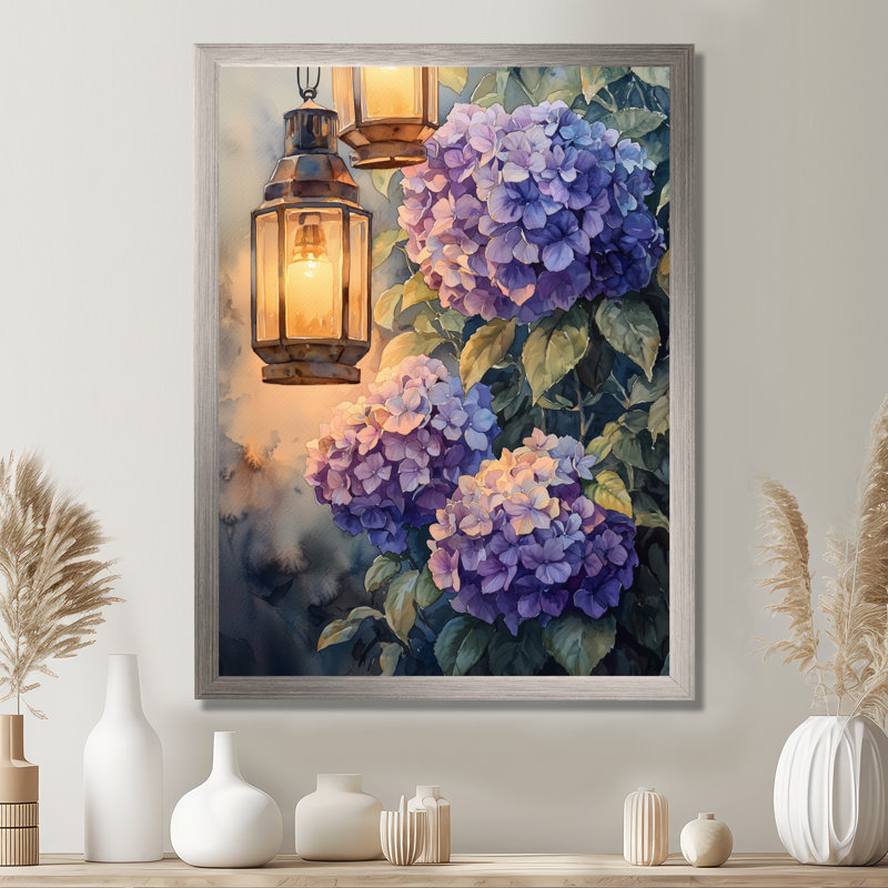 Impression sur toile «Floral», H 32 po x l 16 po, Argent argent, Reproduction encadrée d'une seule photo