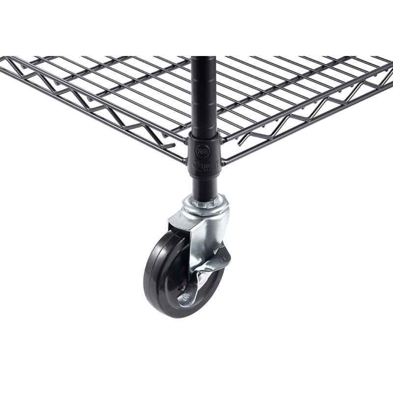 Black 5-Tier Steel Wire Shelving Unit with Wheels, 18"L x 36"W x 76"H