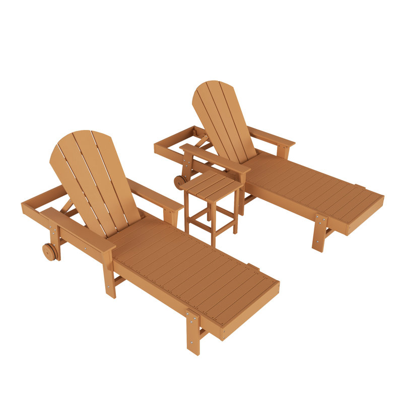 Ensemble de chaises longues inclinables avec table Laguna, Teck