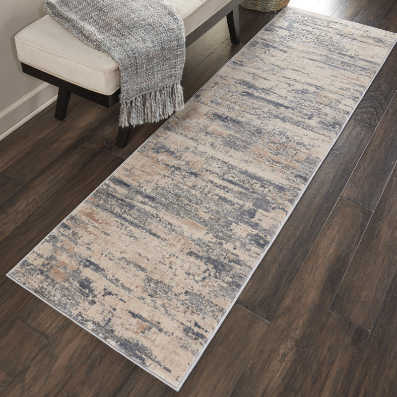 Tapis beige Modern, Tapis de couloir 2 pi 2 po x 7 pi 6 po