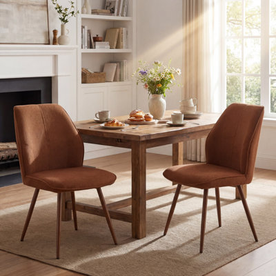 Monno Chenille Fabric Upholstered Dining Chairs Armless Side Chairs with Color-Matched Metal Frame