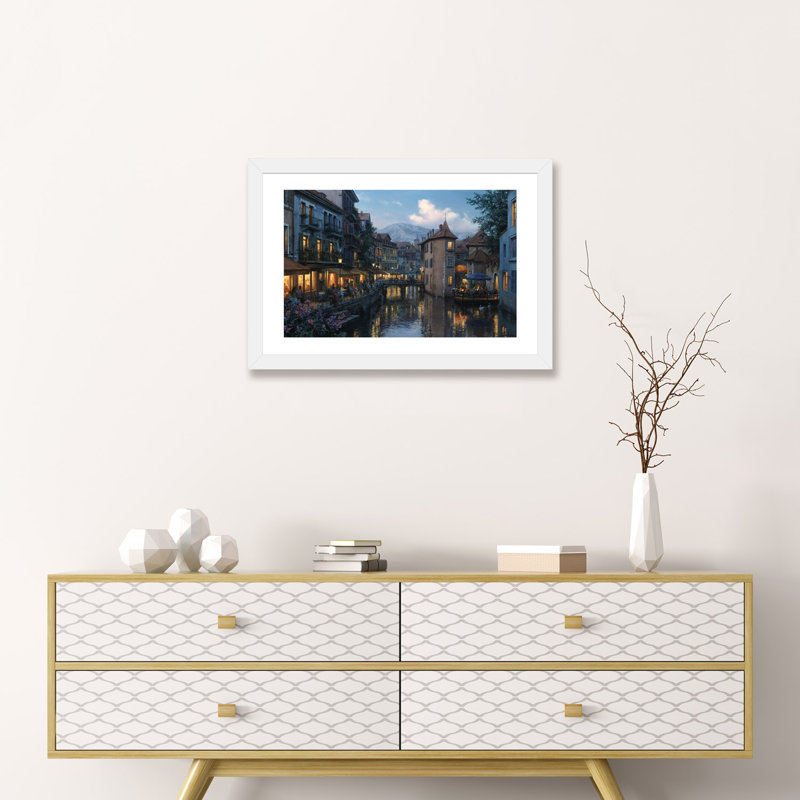 «Evening In Annécy», reproduction de photo, H 16 po x l 24 po x P 1 po, Papier blanc