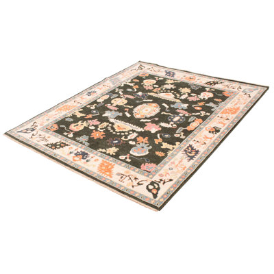 Tapis vert foncé moderne Oushak 7 pi 10 po x 9 pi 11 po