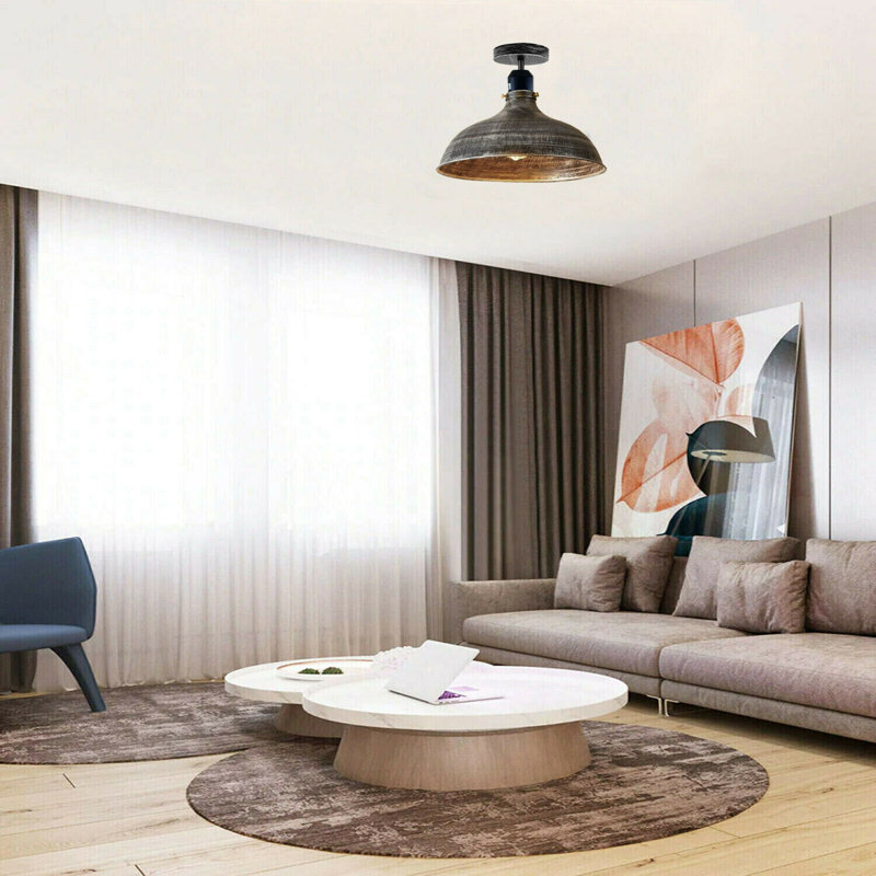 Bustamante Semi Flush Mount, Brushed Silver