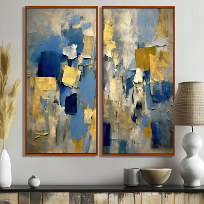 Lyrical Abstraction In Blue And Yellow II - Modern Canvas Wall Art