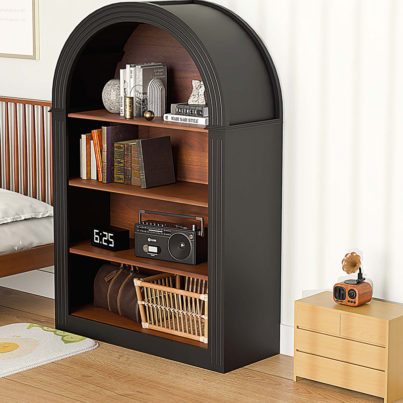Grande bibliothèque à 4 tablettes, 4 tablettes en bois, présentoir en bois