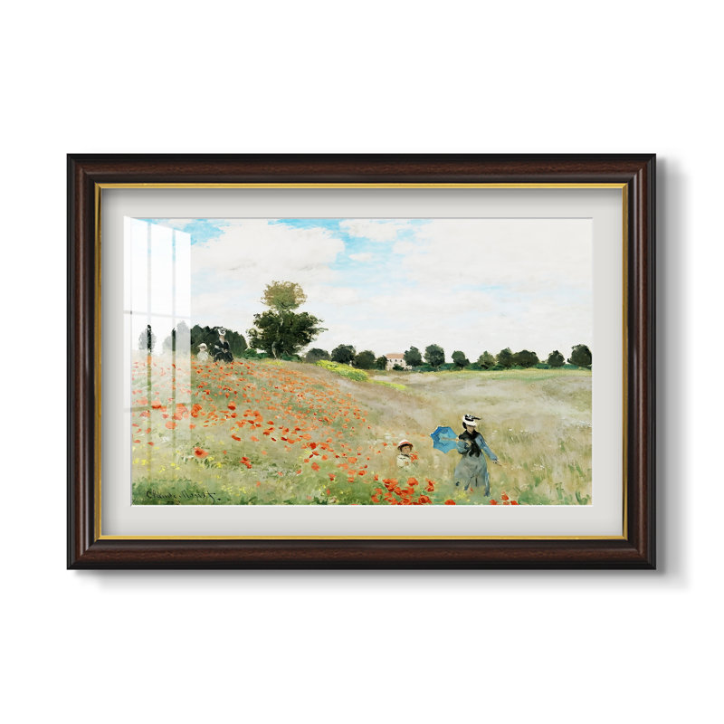Le champ de coquelicots près d'Argenteuil, 1873 - Claude Monet - Estampe encadrée sur mesure, 16 po x 22 po, Noyer doré