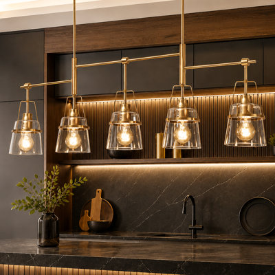 5 - Light 37.5'' W Linear Glam Kitchen Island Pendant