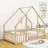 Wood House-Shaped Floor Bed With Guardrails-528129499-528129498