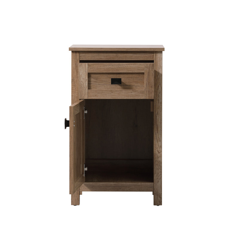 Rangement pour salle de bain Destinique, Chêne naturel / noir mat