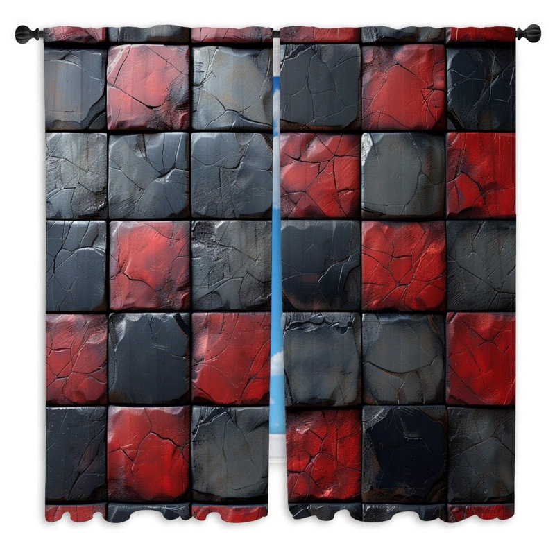 Motif de rideaux de fenêtre en cuir à motif de rideaux craquelés - 2 panneaux, L 40 po x L 82 po