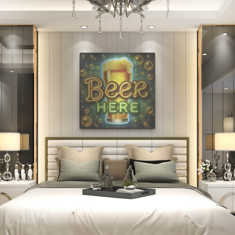 «Beer Here» par Rey Klimt, art mural en métal, H 36 po x l 36 po