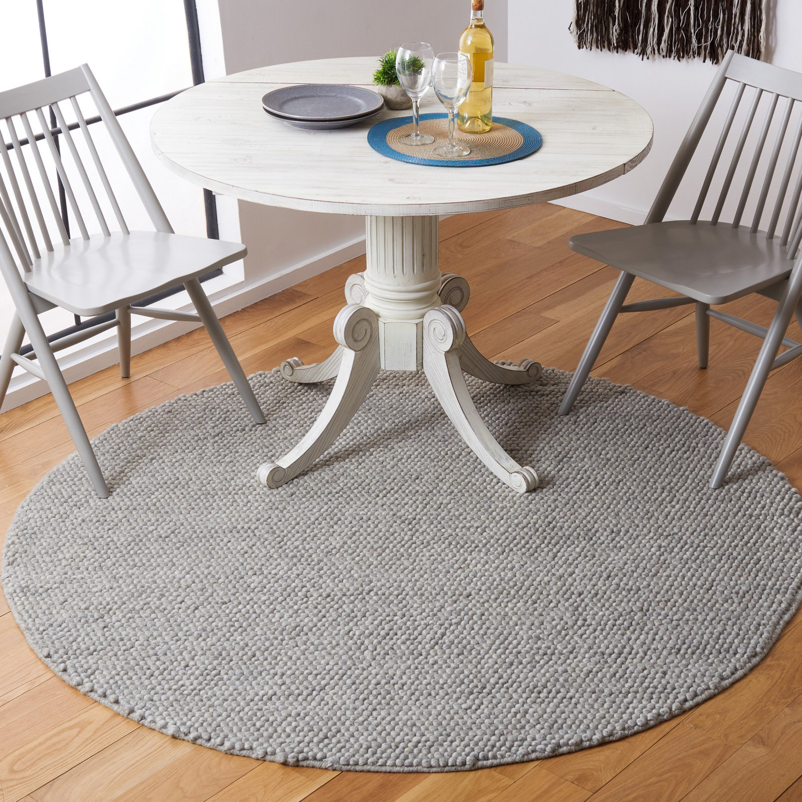 Elle Handmade Silver Rug, Round 6'