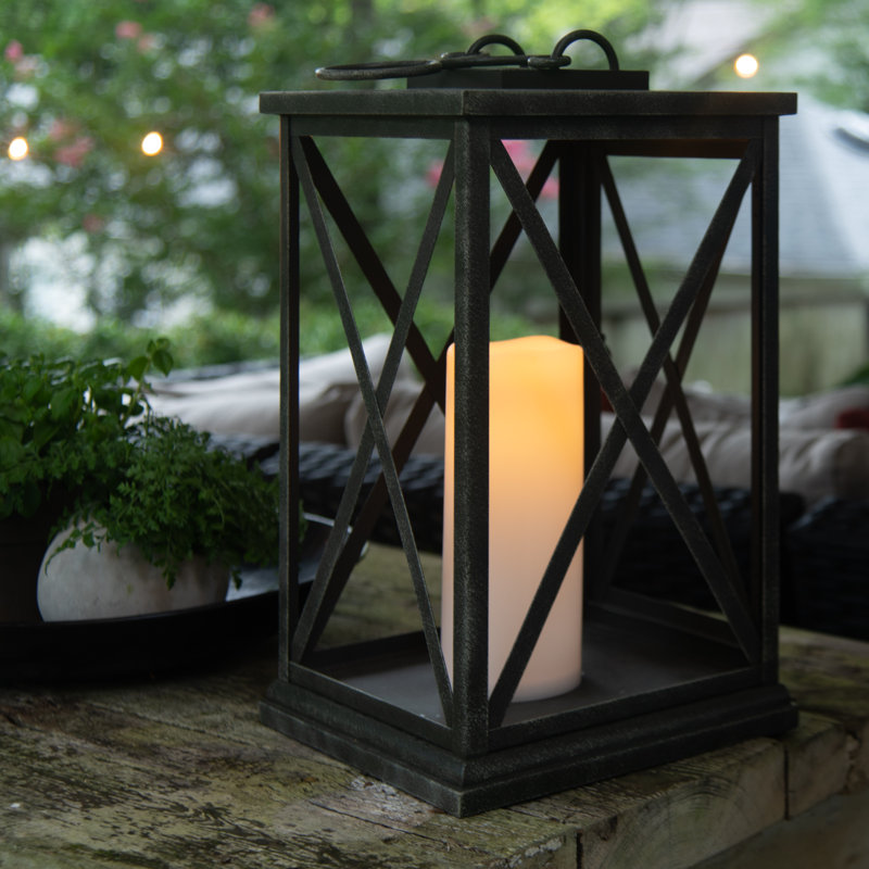 Flickering Unscented Flameless Candle with Plastic Holder, 8" H x 4" W x 4" D