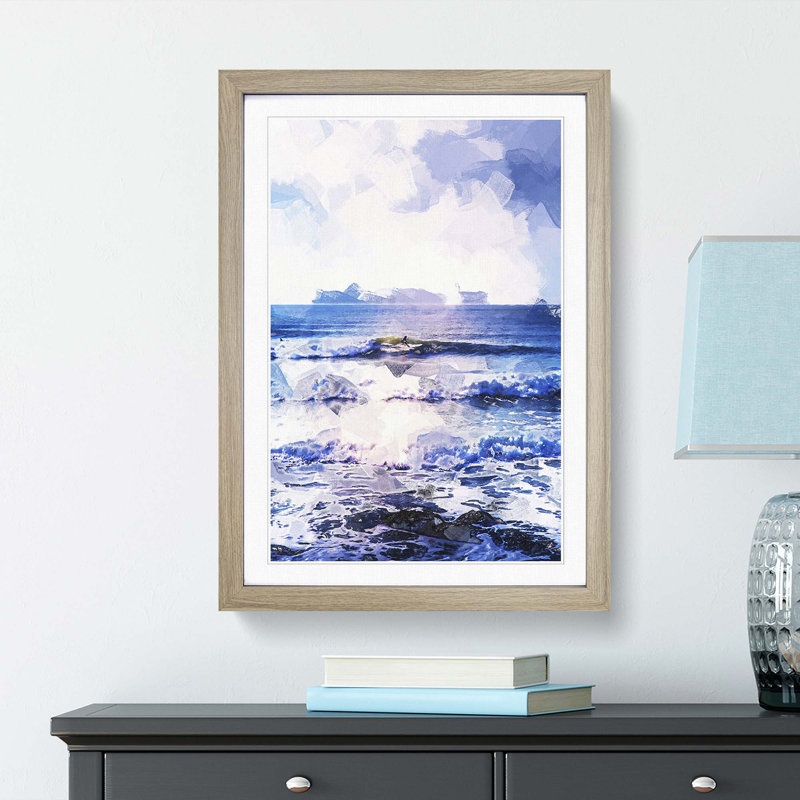 Surfing in Rhode Island in Abstract - Picture Frame Graphic Art Print, 87cm H x 62cm W x 2cm D, Oak Framed