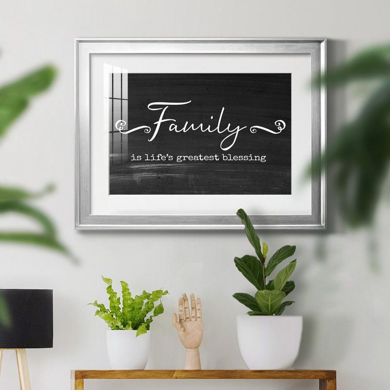 Greatest Blessing - Art textuel avec cadre photo, H 30,5 po x l 42,5 po x P 1,5 po, Papier avec cadre argenté, Blanc mat