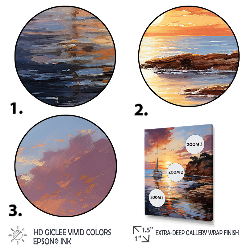 «Espagne Sunset at Ibizas I», reproduction d'art sur toile, H 40 po x l 30 po x P 1,5 po, Cadre photo noir