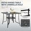 Ensemble de salle à manger pour 4 personnes avec chaises pivotantes, table de patio et chaises avec trou pour parasol, ensemble de salle à manger d'extérieur avec cadre en acier-745957818-745957819-745957820