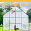 Serre en polycarbonate robuste de 8 pi x 8 pi, toit réglable, base galvanisée pour le jardinage extérieur toutes saisons, avec porte coulissante