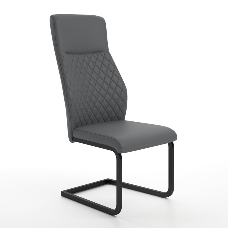 Lynasia Faux Leather Side Chair, White, Black